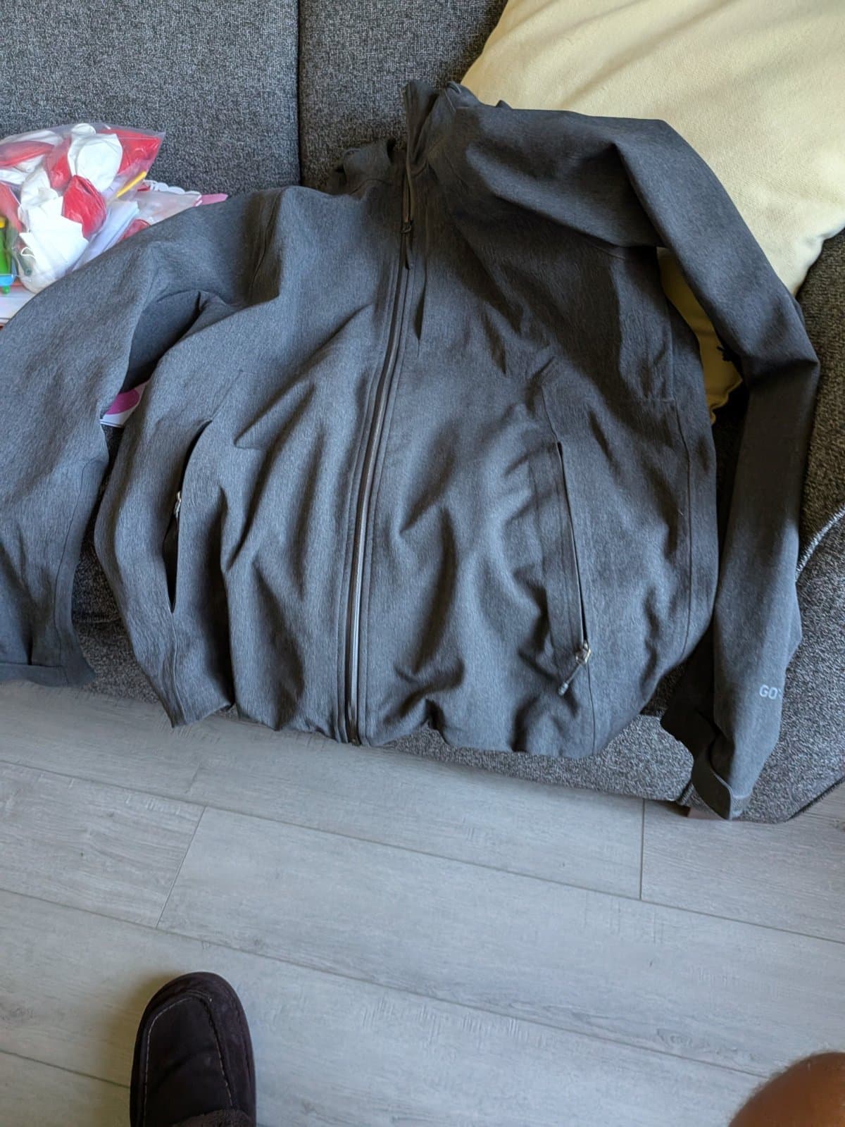 Grey Zip-Up Hoodie — Size Unknown