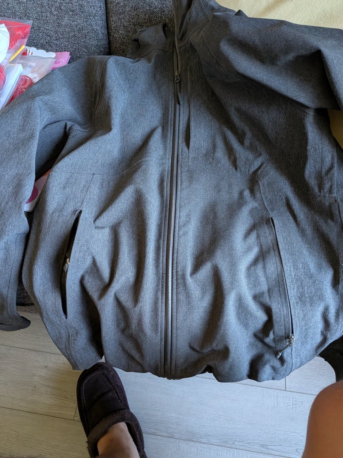 Grey Zip-Up Hoodie — Size Unknown