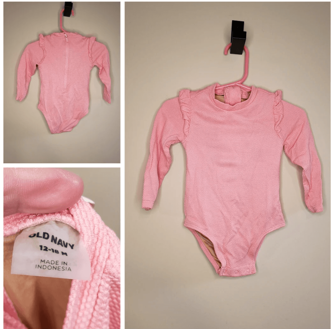 Old Navy Pink Ribbed Bodysuit — Size 12-18M